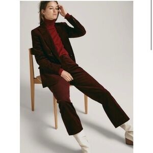 Massimo Dutti  Wide Fit Cotton burgundy Corduroy Trousers size 2